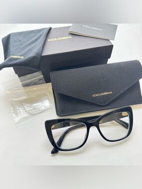 Dolce & Gabbana Plastic Cat Eye Eyeglasses CORRECTIVE LENSES DG3308 Case Pouch